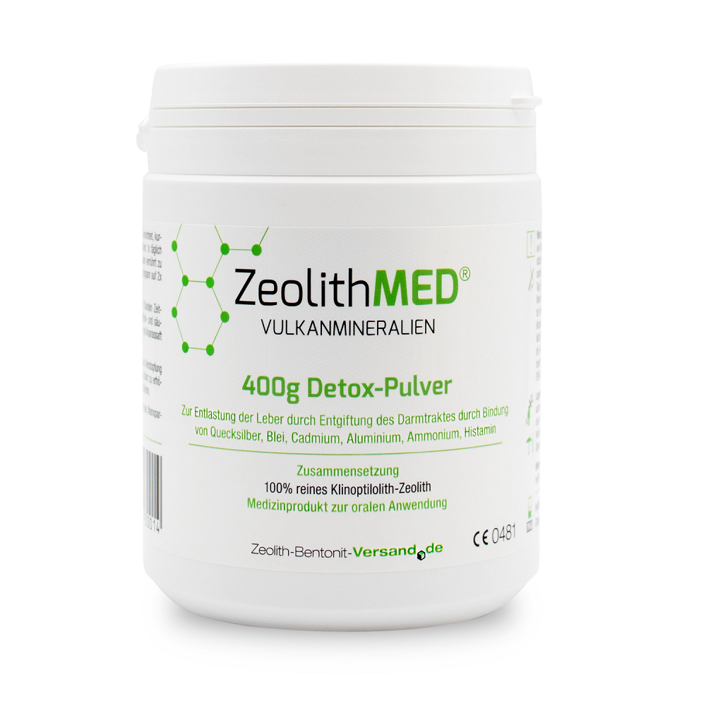 NEU ZeolithMED Detox Pulver 400 g, Medizinprodukt mit niedrigerer Dosierung wirksam!